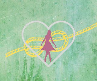 dancer, heart, and knotted rope